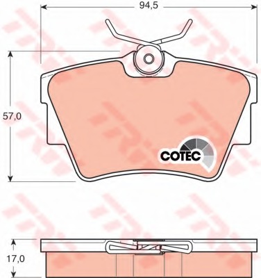 disc brake Rear Axle GDB1479 TRW Brake Pad Set