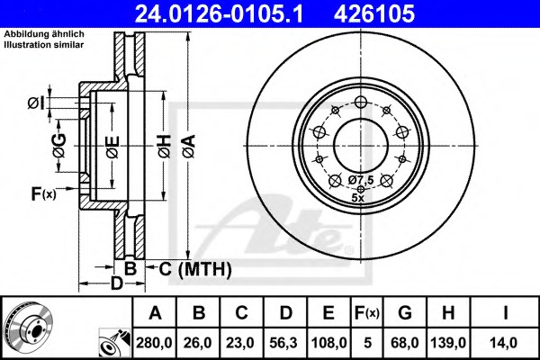 internally ventilated 2 Brake Disc front of Holes 5 No febi bilstein 15089 Brake Disc Set